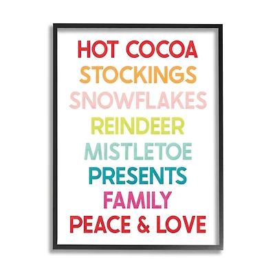 Stupell Industries Peace & Love Rainbow Christmas List Framed Giclee Art