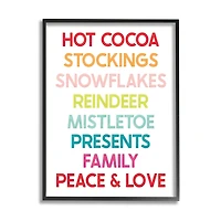 Stupell Industries Peace & Love Rainbow Christmas List Framed Giclee Art