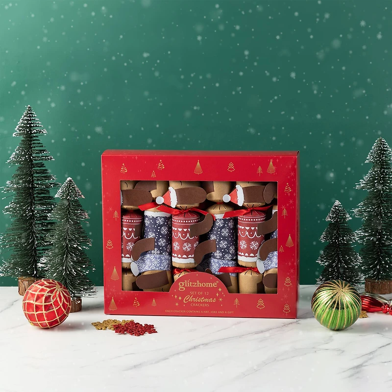 Glitzhome® 12PK 1.5"D x 10"H Dogs Christmas Party Crackers with Gift Contents