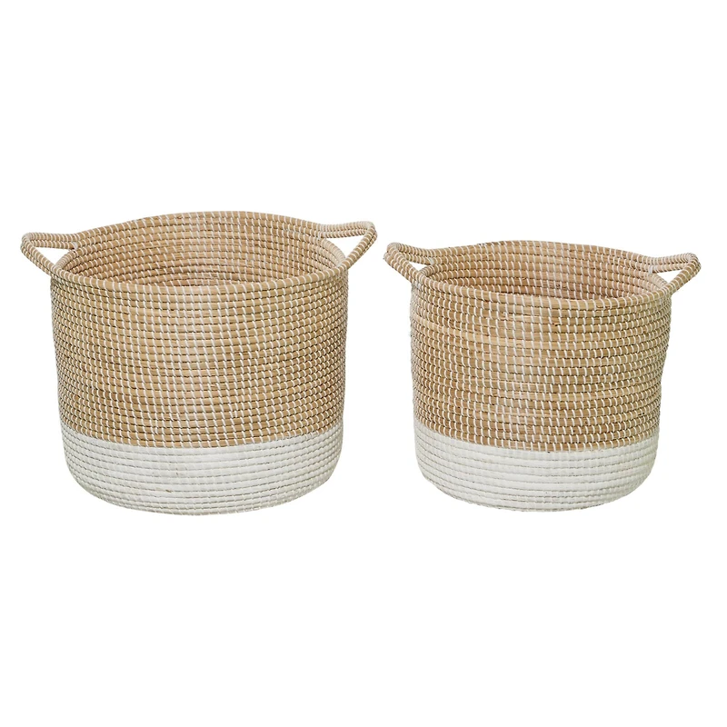 Brown Sea Grass Contemporary Storage Basket Set