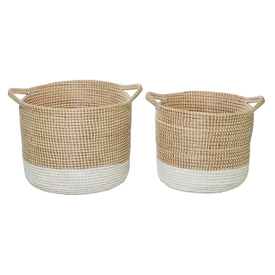 Brown Sea Grass Contemporary Storage Basket Set