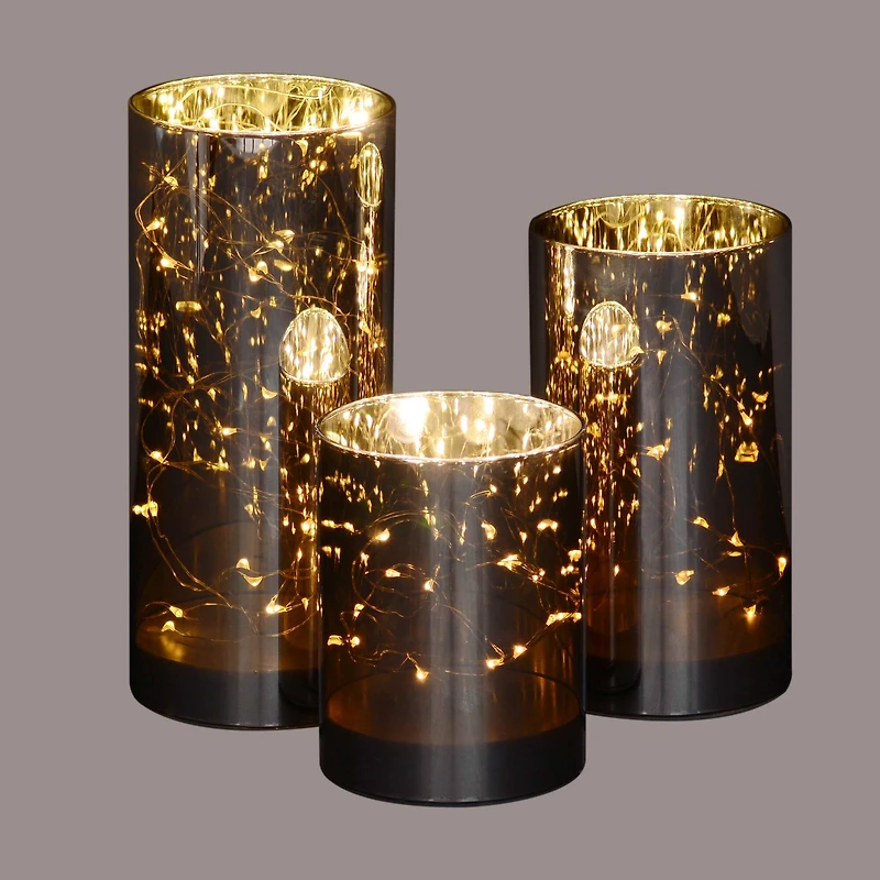 Brown Glass LED Decorative Galaxy Night Lighted Jars