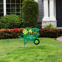 Glitzhome® 24" St. Patrick's Metal Shamrocks Wagon Yard Stake