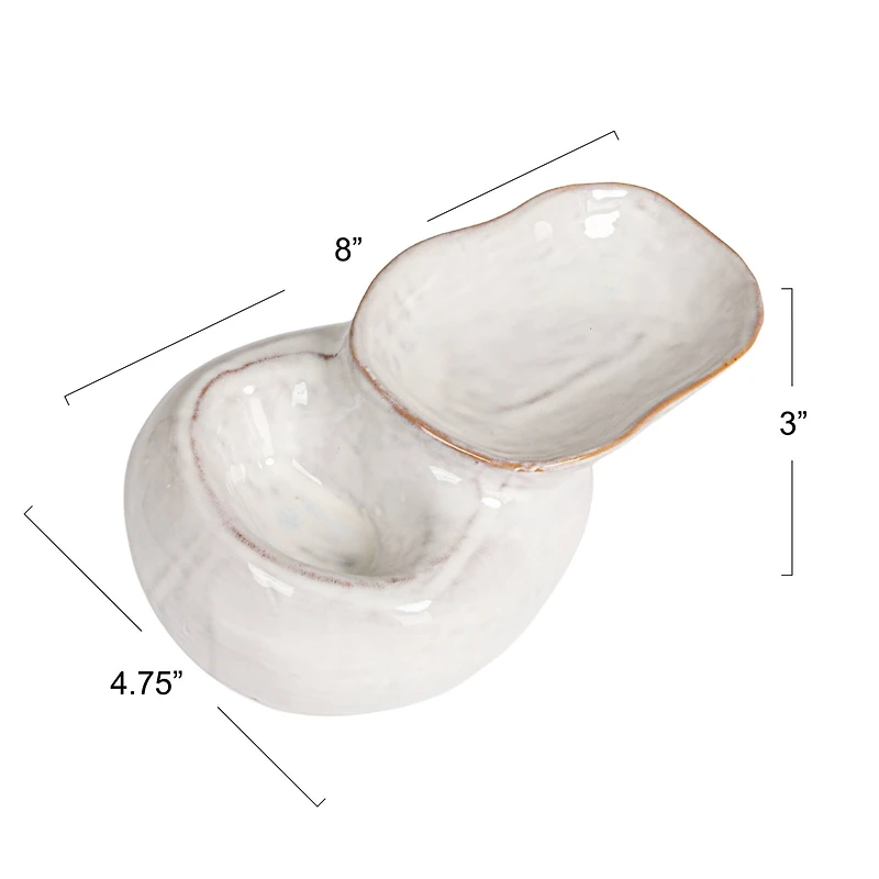 Hello Honey® 8" White Dual Harmony Stoneware Pedestal Dish