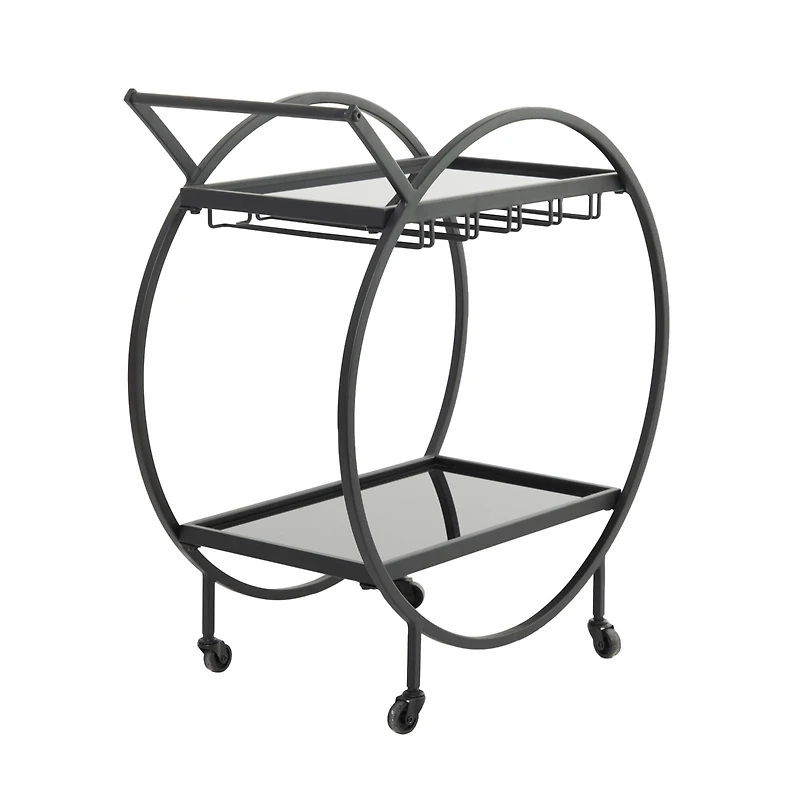 31" Metal Contemporary Bar Cart