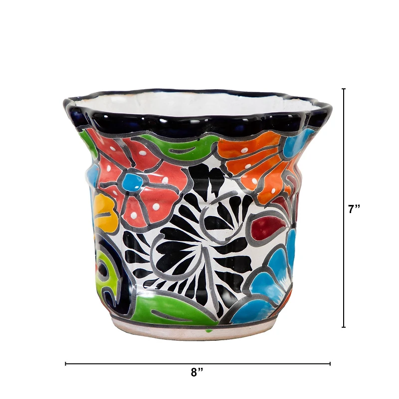 8" Handmade Mexican Talavera Ceramic Planter