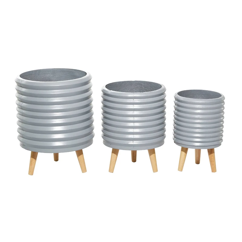 Set of 3 Grey MgO Contemporary Planter 18", 16", 14"