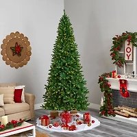 9ft. Pre-Lit Green Valley Fir Artificial Christmas Tree, Clear LED Lights