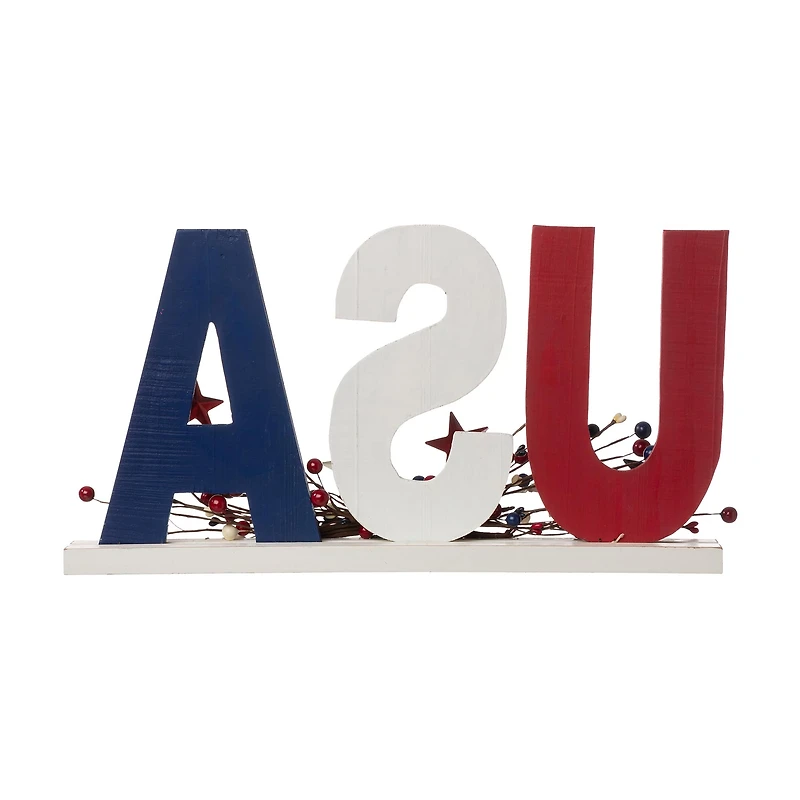 Glitzhome® 18" U.S.A. Wooden Table Decoration