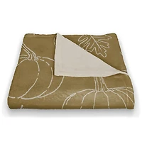 Mustard Yellow Fall Patterned Coral Fleece Blanket