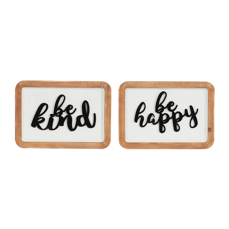 Set of 2 White Metal Farmhouse Wall Decor 14", 10"