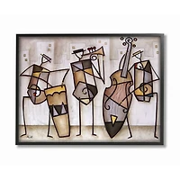 Stupell Industries Musical Trio Abstract Modern Painting Black Framed Wall Art