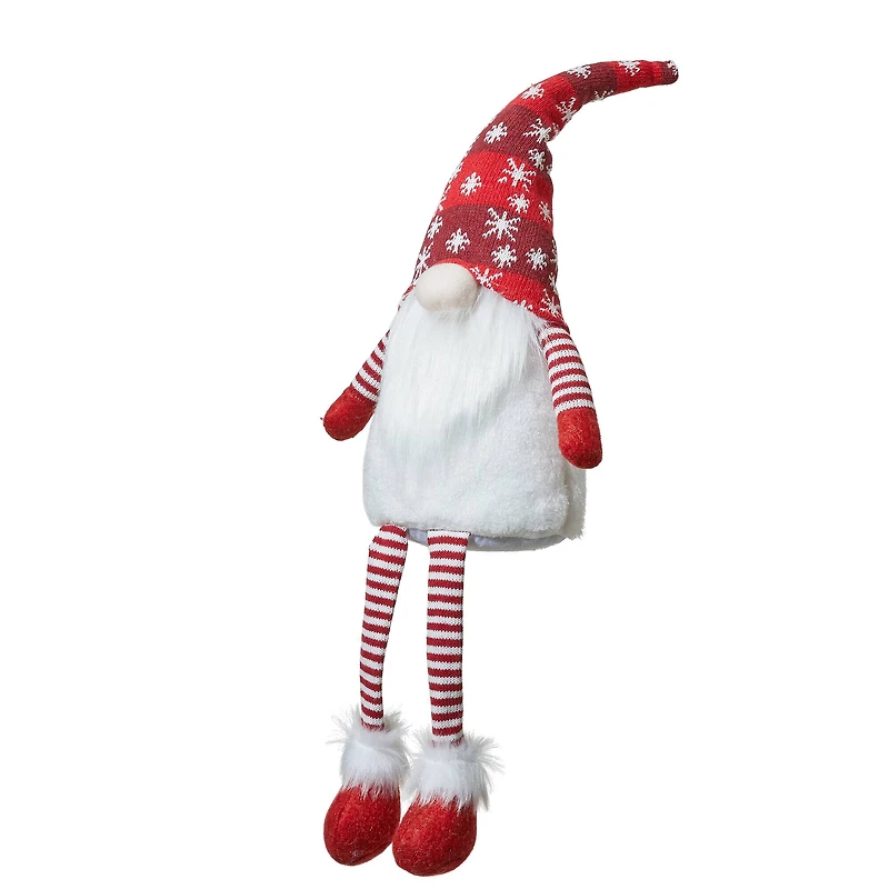 Glitzhome® 28" Fabric Christmas Gnome Shelf Sitter with Dangling Legs