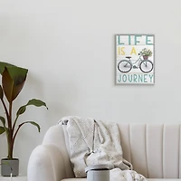 Stupell Industries Life's A Journey Blue Bicycle Flower Basket in Gray Frame Wall Art