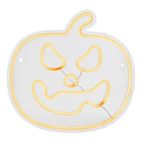 15" Orange LED Neon Style Jack-O-Lantern Halloween Window Silhouette