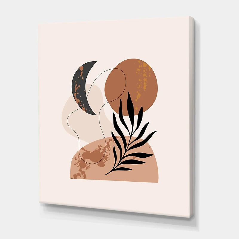 Designart - Moon & Sun Shapes In Retro Terracotta Tones I