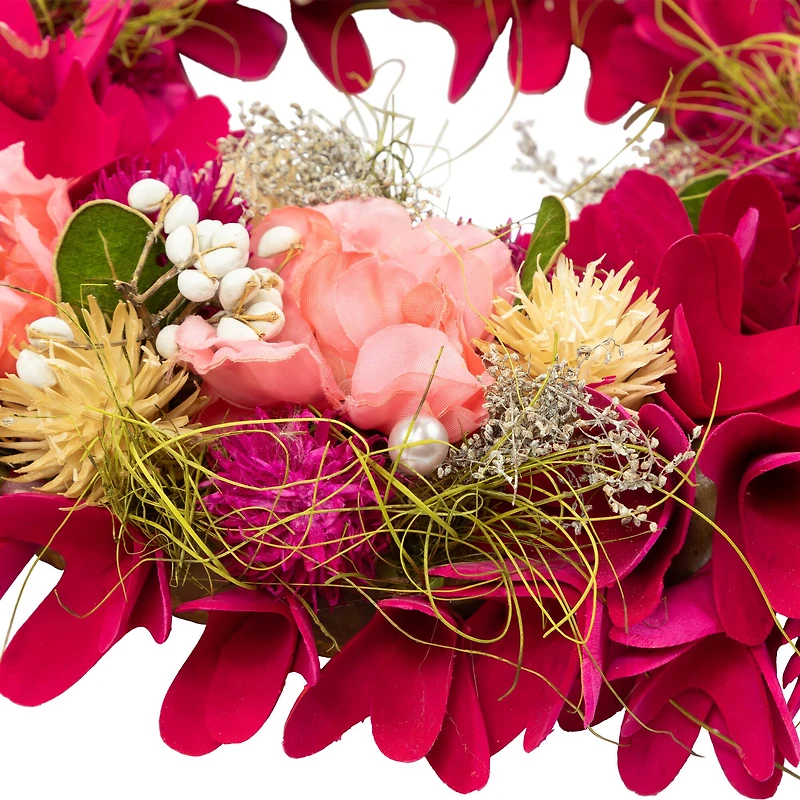 12.5" Mixed Floral & Berries Artificial Spring Wreath