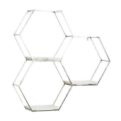 26" Silver Marble Contemporary Wall Shelf