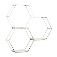 26" Silver Marble Contemporary Wall Shelf