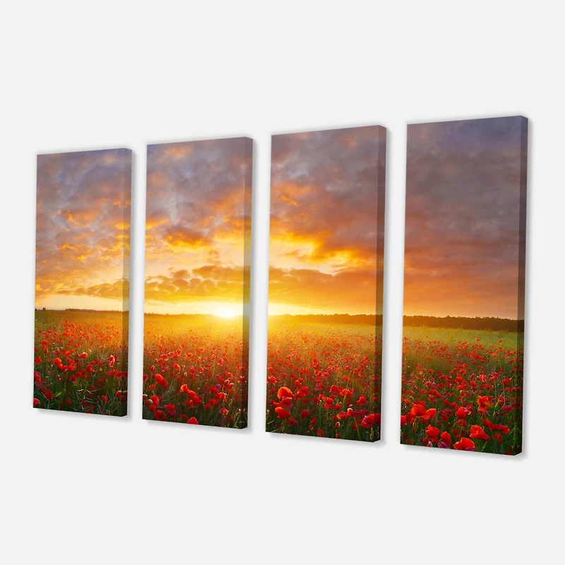 Designart - Poppy Field under Bright Sunset
