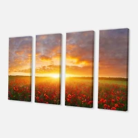 Designart - Poppy Field under Bright Sunset