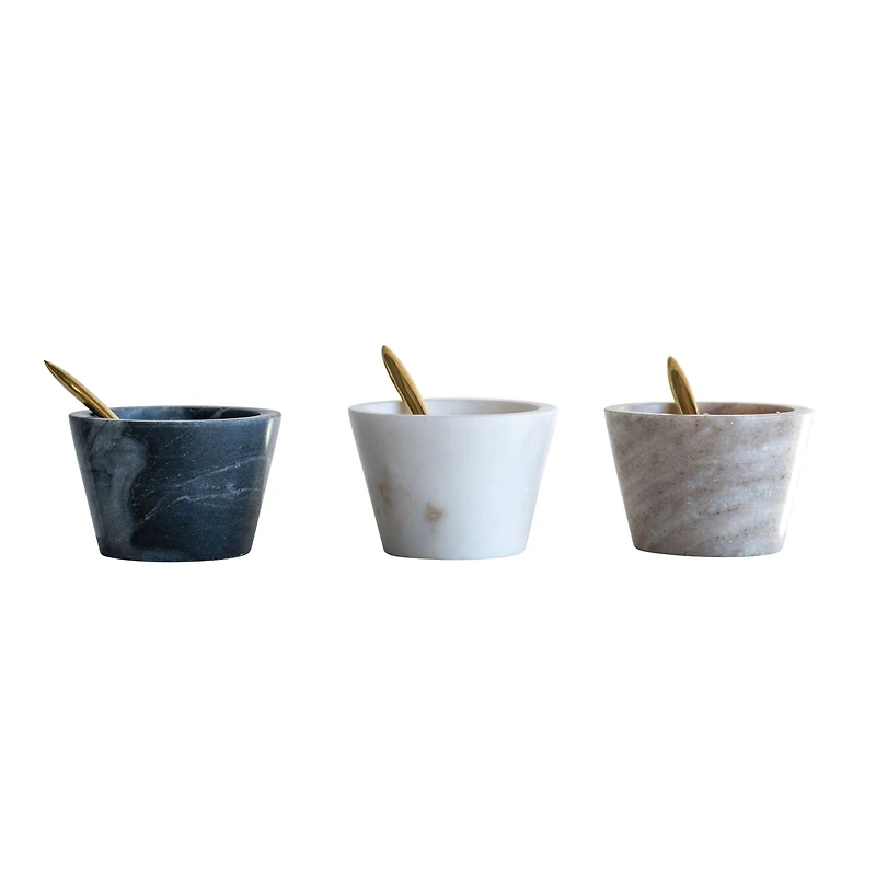 Hello Honey® Assorted Marble Pinch Pots with Brass Spoons, 3ct.