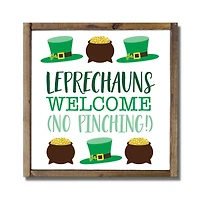 Leprechauns Welcome Framed Wood Plaque