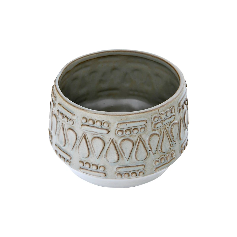 Hello Honey® 4" Embossed Glazed Stoneware Planter
