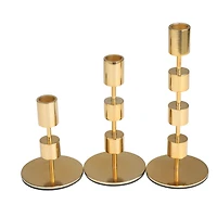 Gold Aluminum Floating Block Abstract Candle Holder with Rounded Base Set