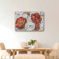 Red And White Poppies Landscape Canvas Giclee