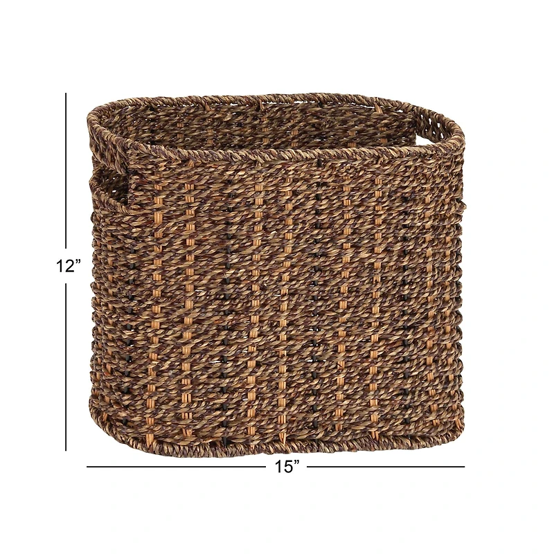 15" Brown Seagrass Natural Magazine Rack