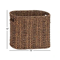 15" Brown Seagrass Natural Magazine Rack