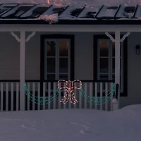 3-Piece Lighted Red Bow and Green Swag Christmas Decoration