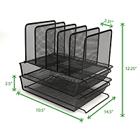 Mind Reader Black 7-Section Metal Mesh Desktop File & Document Organizer Tray