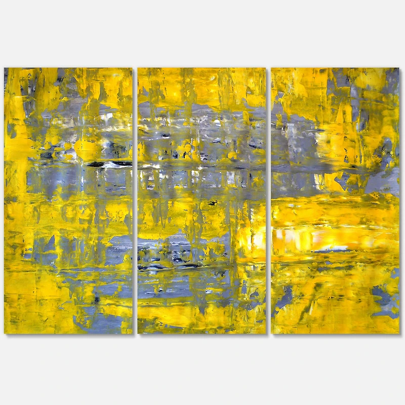 Designart - Yellow Meets Grey Abstract Art I