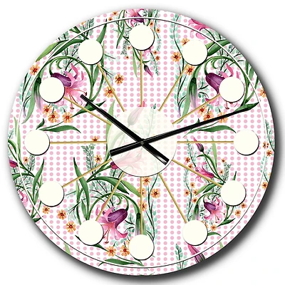 Designart Floral Botanical Retro X Mid-Century Modern Wall Clock