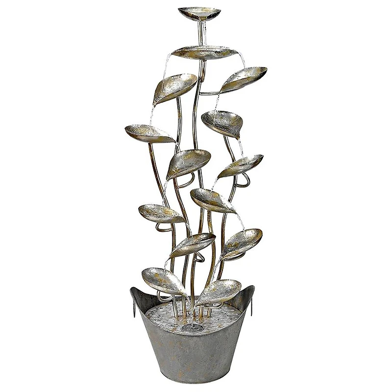 Rainforest Leaves Cascading Metal Fountain