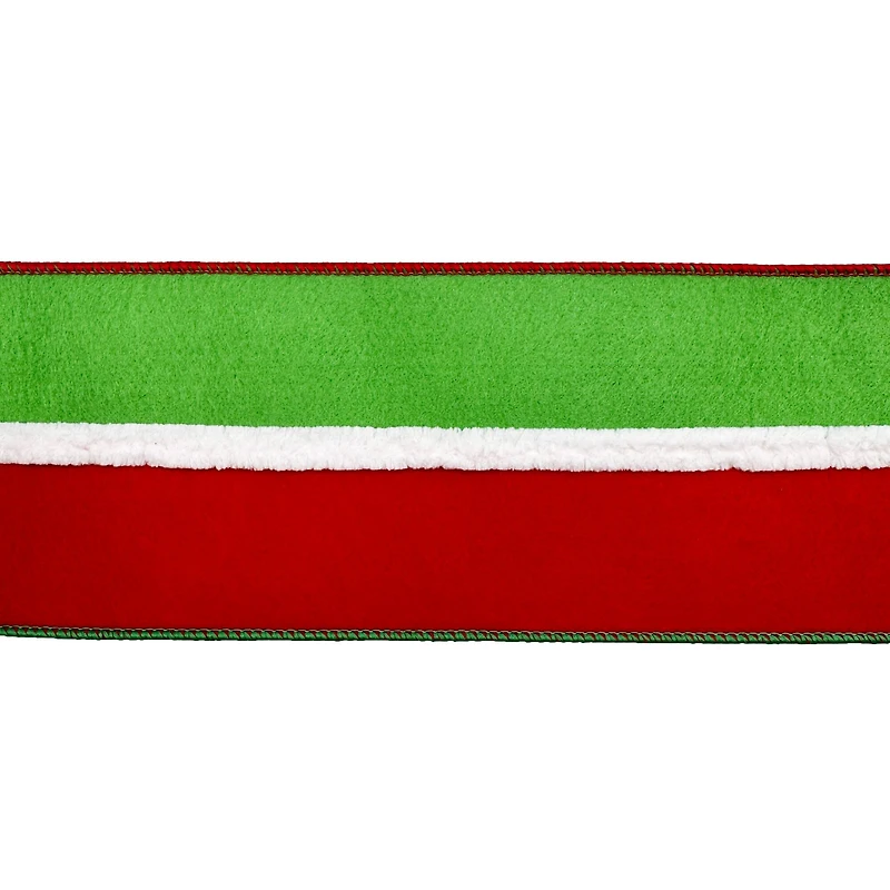 3.5" x 18ft. Red & Green Wired Felt Ribbon by Celebrate It®
