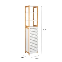 Organize It All Rendition 68" White 6-Shelf Bamboo High Cabinet