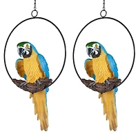 Design Toscano 14" Polly in Paradise Parrot on Ring Perch, 2ct.