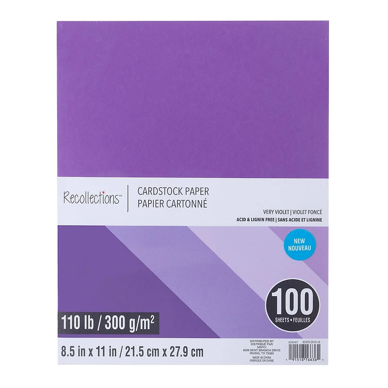 6 Packs: 100 ct. (600 total) Very Violet 8.5" x 11" Cardstock Paper by Recollections™