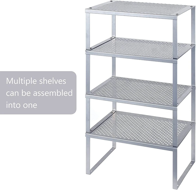 NEX™ Silver Stackable Metal Kitchen Cabinet & Counter Organizer
