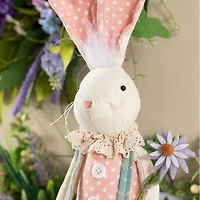 Glitzhome® 29.5" Easter Fabric Girl Bunny with Dangling Legs Figurine