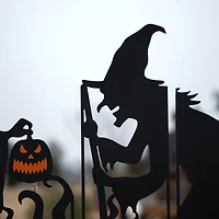 Glitzhome® 34.5" Halloween Metal Silhouette Witches With Cauldron Yard Stake Set