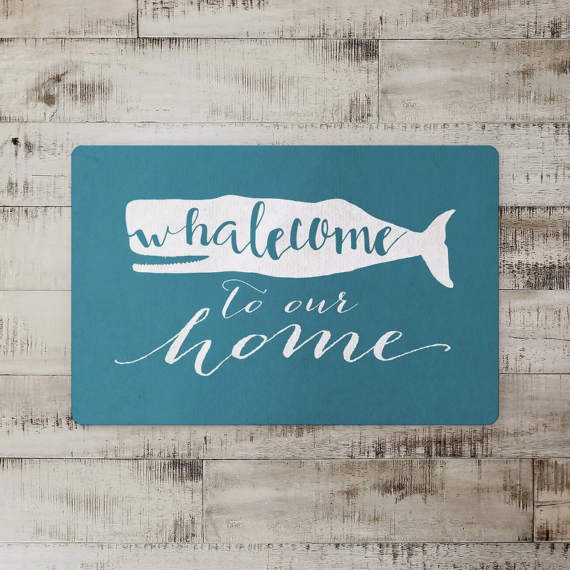 Blue Whalecome To Our Home Floor Mat, 27" x 18"