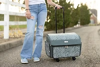 Everything Mary Gray & Pink Abstract 4 Wheel Collapsible Deluxe Sewing Machine Storage Case