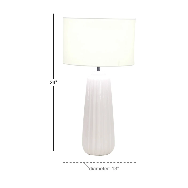 24" White Stone Traditional Table Lamp