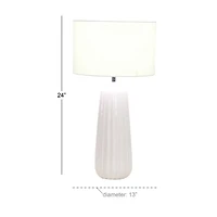 24" White Stone Traditional Table Lamp
