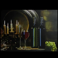 LED Flickering Candles & Wine Canvas Wall Art
