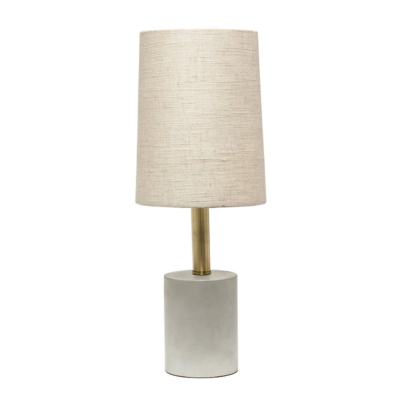 Lalia Home 18" Antique Brass Concrete Table Lamp with Linen Shade